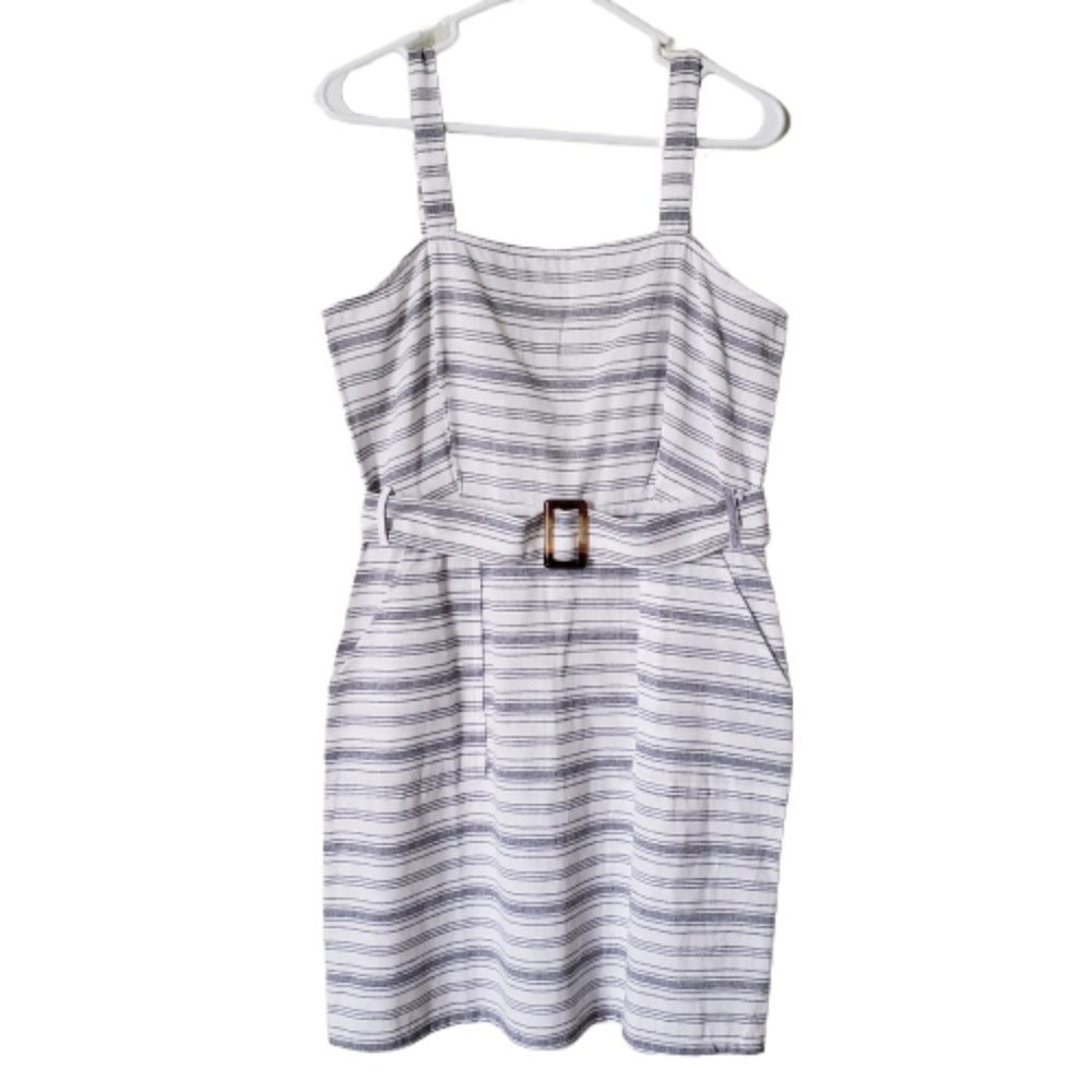 Derek Heart Sleeveless Striped Belted Dress